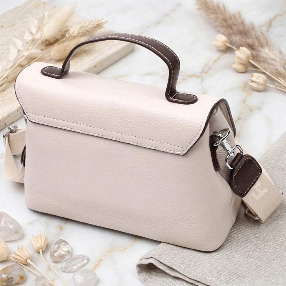 Елегантна сумка сетчел для жінок з натуральної шкіри Vintage 22290 Біла Київ - фото 14