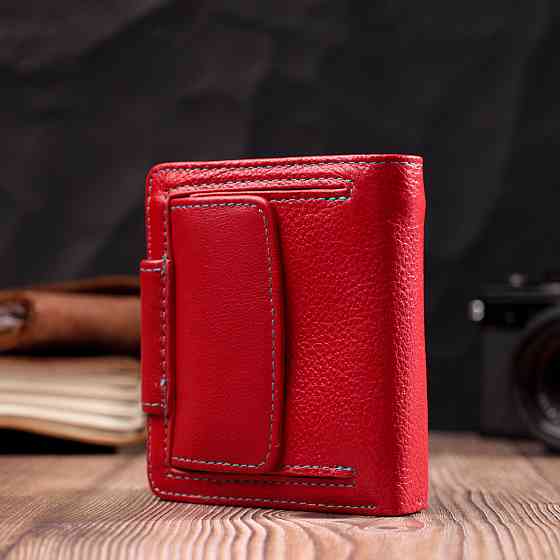 Шкіряний яскравий гаманець з монетницею ST Leather 19453 Червоний Київ