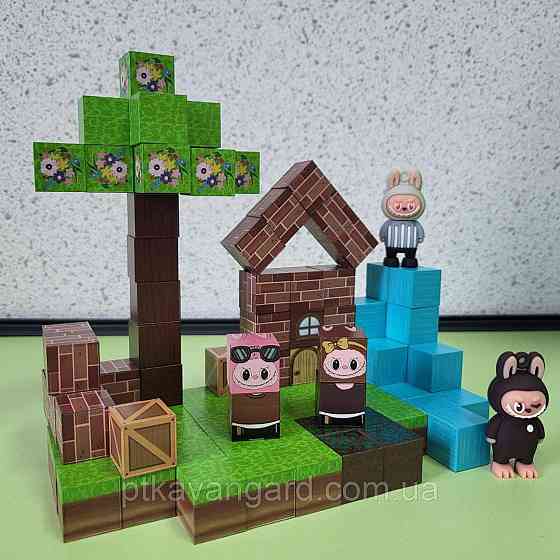 Магнітний конструктор Лабубу 100 деталей будиночок біля водоспаду (подвійні магніти) BZ 94-4 Хмельницький