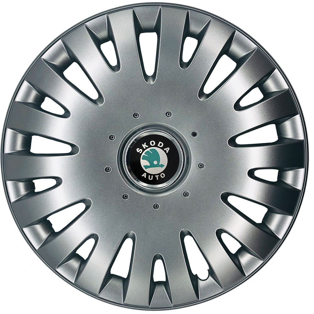 Автомобільні модельні ковпаки R16 Skoda (зелена) 403 4шт, SJS, сріблясті Київ - фото 1