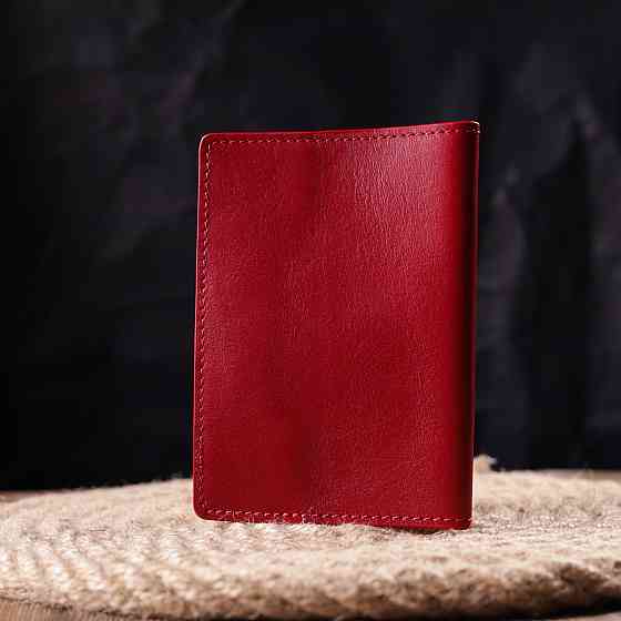 Яркая кожаная обложка на паспорт Карта GRANDE PELLE 16775 Красная Киев