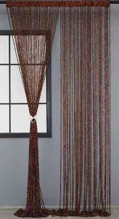Шторы-нити спираль с люрексом Коричневый 300х300см 1 шт (61-021) Киев