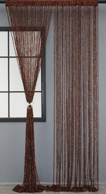 Штори-нитки спіраль з люрексом Коричневий 300х300см 1 шт (61-021) Київ - фото 2
