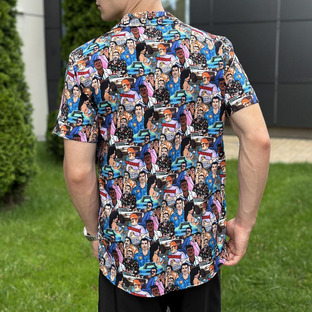 Пляжна чоловіча сорочка з принтом Pobedov Dejavu GTA Київ - фото 7