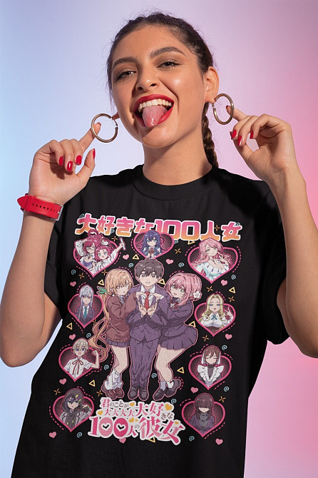 Футболка з аніме принтом Аніме Арт Гірлфріендс Хеавй оверсайз (S/M/L) Чорний AnimeJ0213 Дніпро - фото 2