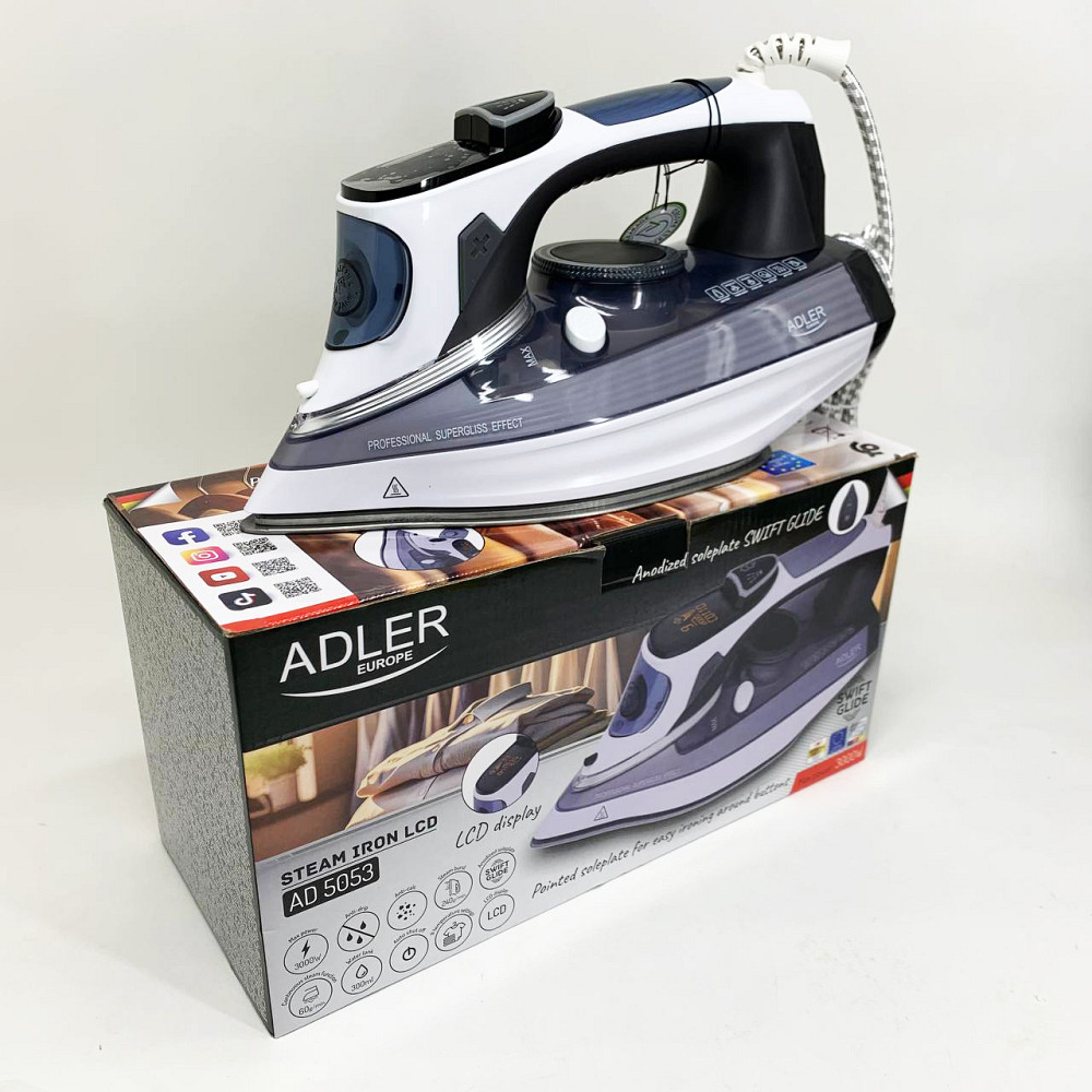 Паровой утюг для ухода за одеждой Adler AD 5053 3000Вт, Мощный паровой утюг, Хорошие бюджетные утюги ZB-35 Львов - изображение 6