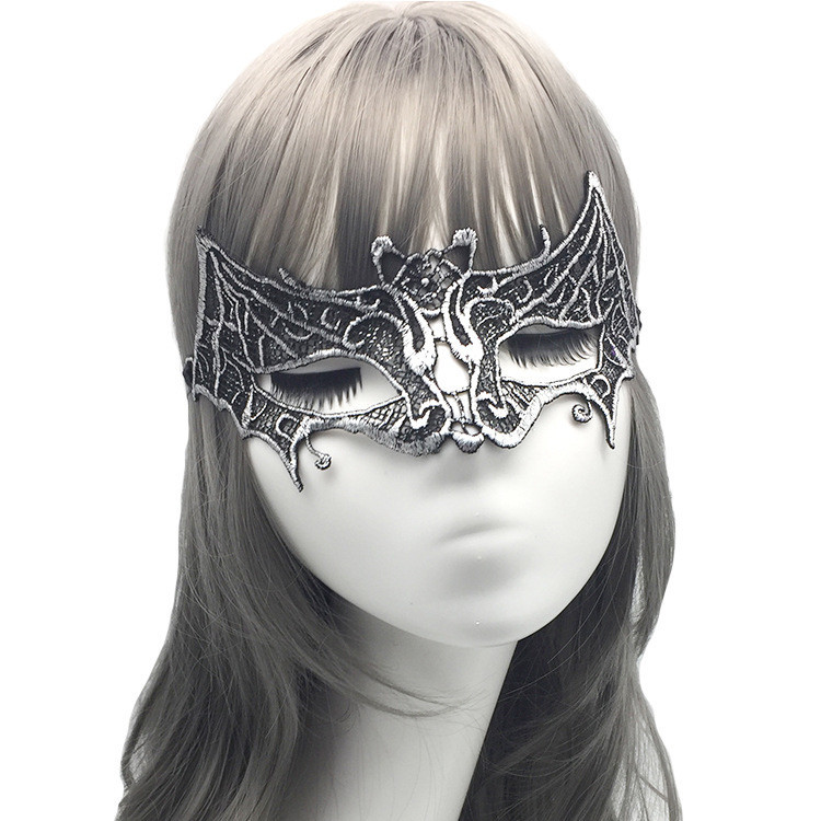 Маска из ткани на лицо Летучая мышь 24 на 9 см серебристый Киев - изображение 4