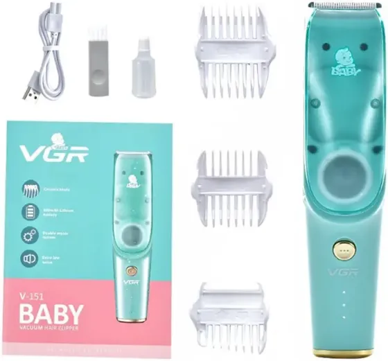 Бесшумная машинка для стрижки детей и младенцев VGR Baby V-151, Беспроводной триммер 3 насадки с вытяжкой Коломыя