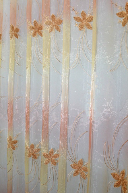 Тюль органза з вишивкою колір помаранчевий 1365т Київ - фото 7