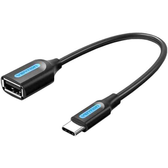Перехідник USB 2.0 Type-C --> USB AF (OTG), 0.15 m  PVC Vention чорний Вінниця