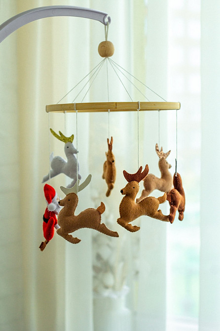 Дитячий музичний мобіль на ліжечко для немовлят WooolyWool «Санта» з 35 мелодіями Київ - фото 2