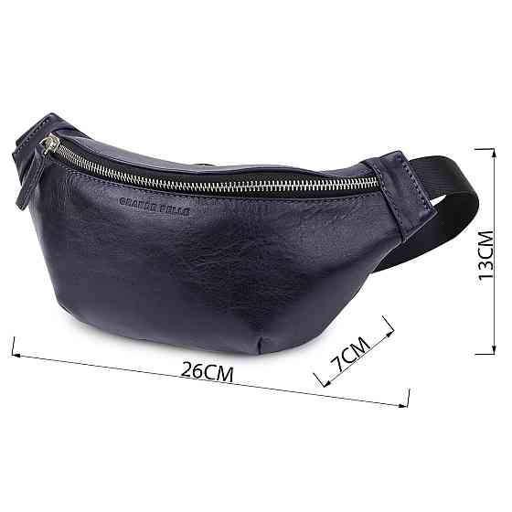 Кожаная бананка унисекс GRANDE PELLE 11569 Синяя Киев