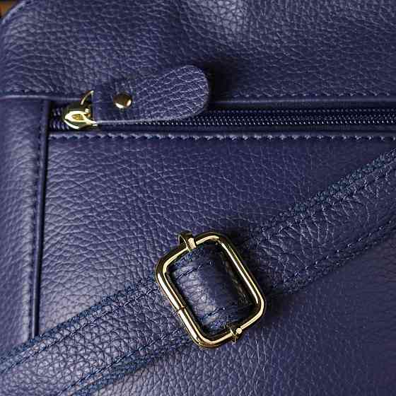 Женская сумка из натуральной кожи с тремя отделениями Vintage 22976 Синий Киев