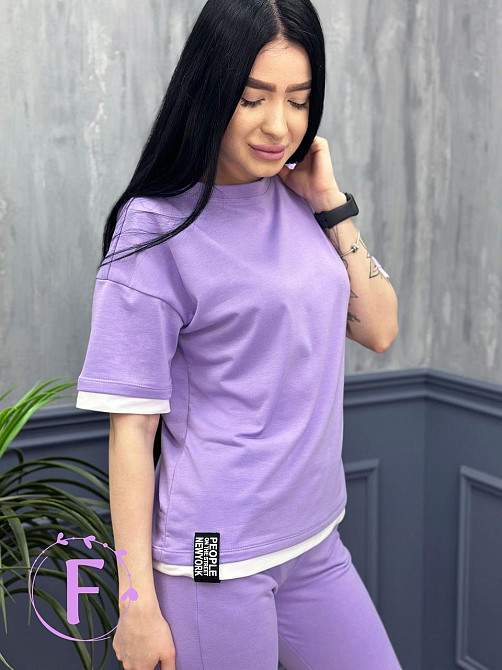 Летний трикотажный костюм-двойка Summer батал 54-56, Лавандовый Киев - изображение 4