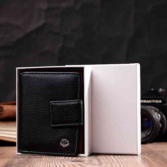 Вертикальный небольшой женский кошелек из натуральной кожи ST Leather 19436 Черный Киев