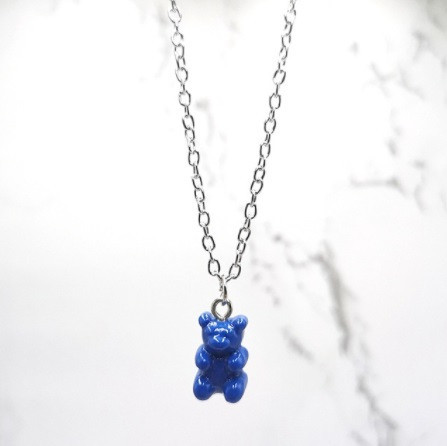 Кулон ведмедик, синій - довжина 48см, смола, цинковий сплав Київ - фото 1