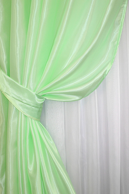 Комплект готових штор VR-Textil Атлас № 739ш Салатовий 150х270 см 2 шт (30-522) Київ - фото 5