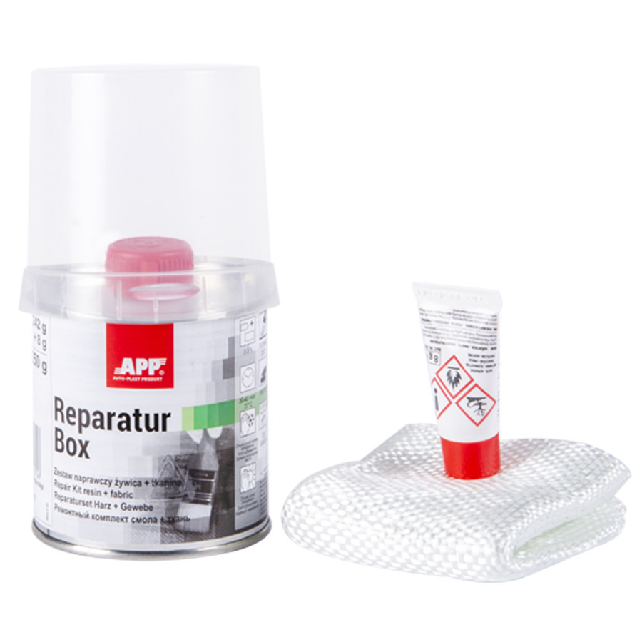 Ремонтний комплект "Reparatur Box" (зат.+смола + склотканина) 250 г, APP, 010701 Вінниця - фото 1