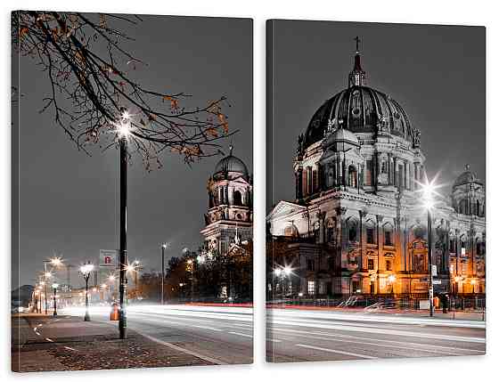 Модульная картина в гостиную / спальню  Нічне місто  TLV-2_033 Київ