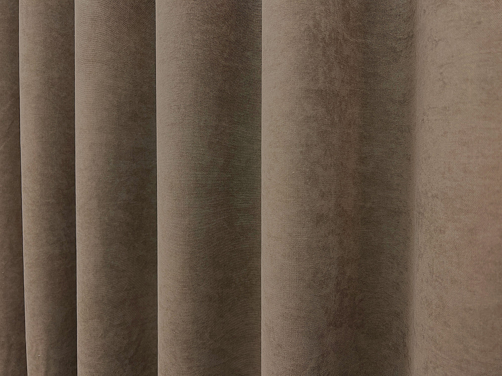 Комплект штор VR-Textil Мікровелюр Petek 200х270 2шт і Тюль 600х270 2014ш-1706т Коричневий з молочним 71-193/7 Київ - фото 7