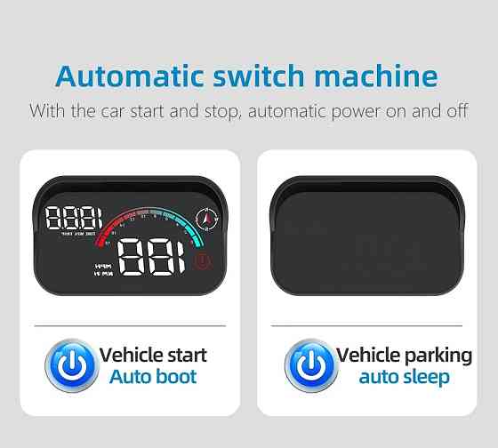 Універсальна HUD проєкція Geyiren M22 швидкості на лобове скло, цифровий автомобільний дисплей з компасом, годинником, пробігом та індикаторами Миколаїв