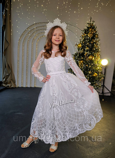 Белое нарядное платье 130-146 Кривой Рог - изображение 2