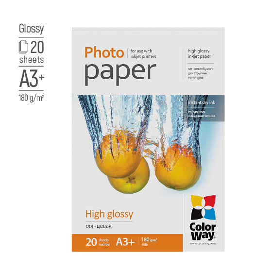 Папір А3 глянцевий 180г/м 20 шт ColorWay PG180020A3+ Житомир