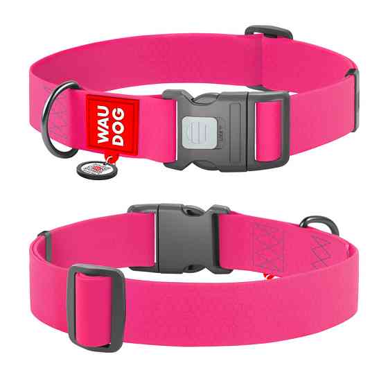 Ошейник для собак водостойкий WAUDOG Waterproof з QR паспортом, пластиковий фастекс, XXL, Ш 40 мм, Дов 46-70 см, рожевий Київ