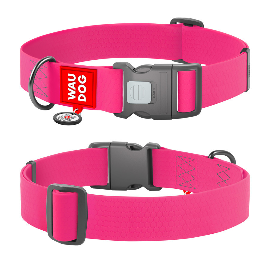 Ошейник для собак водостойкий WAUDOG Waterproof з QR паспортом, пластиковий фастекс, XXL, Ш 40 мм, Дов 46-70 см, рожевий Київ - фото 2