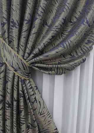 Комплект готовых штор VR-Textil Жаккард Magic № 1612ш Синий с бежевый 145х270 см 2 шт (33-0473) Киев