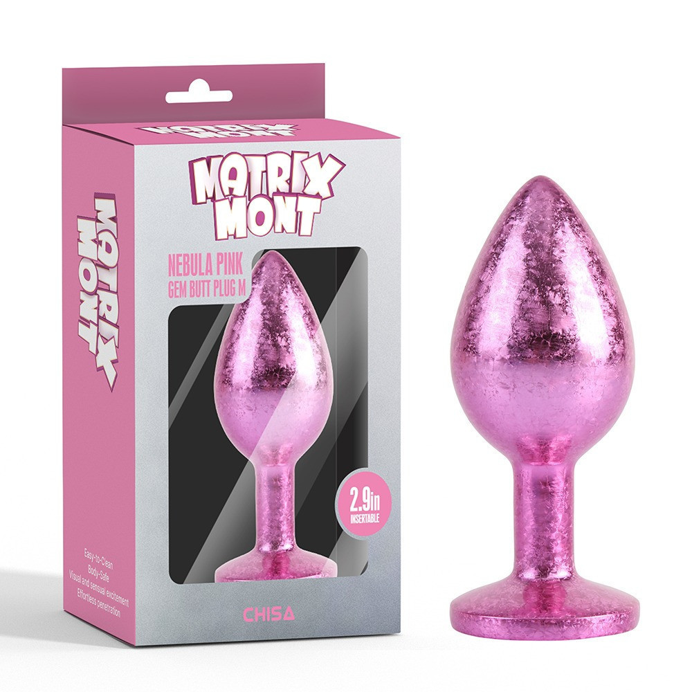Анальна пробка рожева поталь CHISA MATRIX MONT з рожевим каменем, розмір M Sex Aura Київ - фото 1