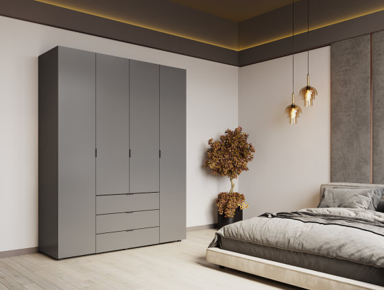 Шафа розпашна для одягу Doros Гелар 155х49,5х203,4 см Графіт (DRS-011109) Львів