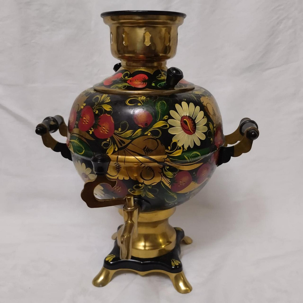 Набір  самовар   розписаний електричний з підносом і стакани з підстаканниками Винница - изображение 2