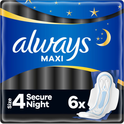Гігієнічні прокладки Always Maxi Secure Night Розмір 4 6 шт. (8006540538258) Вінниця - фото 1