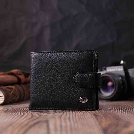 Мужской бумажник удобного размера из натуральной кожи ST Leather 22471 Черный Киев