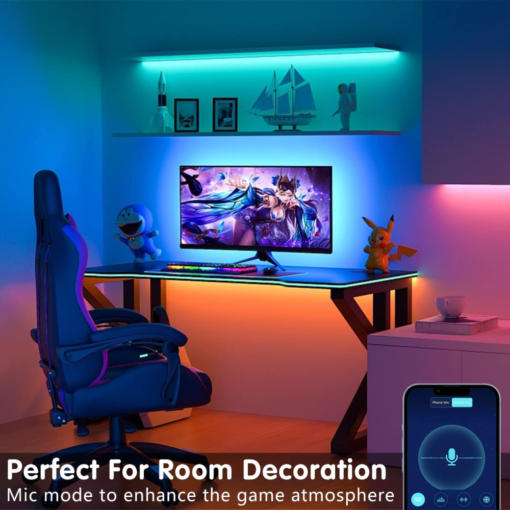 Світлодіодна стрічка Keepsmile 30 м (2×15 м), RGB, Bluetooth, керування через застосунок і пульт, синхронізація з музикою, таймер Київ - фото 8