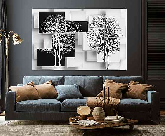 Картина холст в гостиную / спальню  Чорно-білі дерева    MLP_17 50x100 см Киев