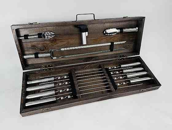 Подарунковий набір шампурів у дерев'яному кейсі СРІБЛО - 2 HAPPY DAYS Тернопіль