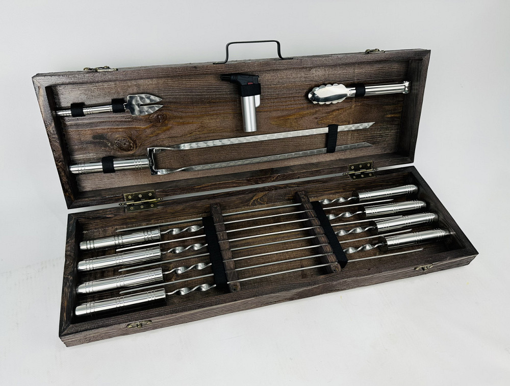 Подарунковий набір шампурів у дерев'яному кейсі СРІБЛО - 2 HAPPY DAYS Тернопіль - фото 4