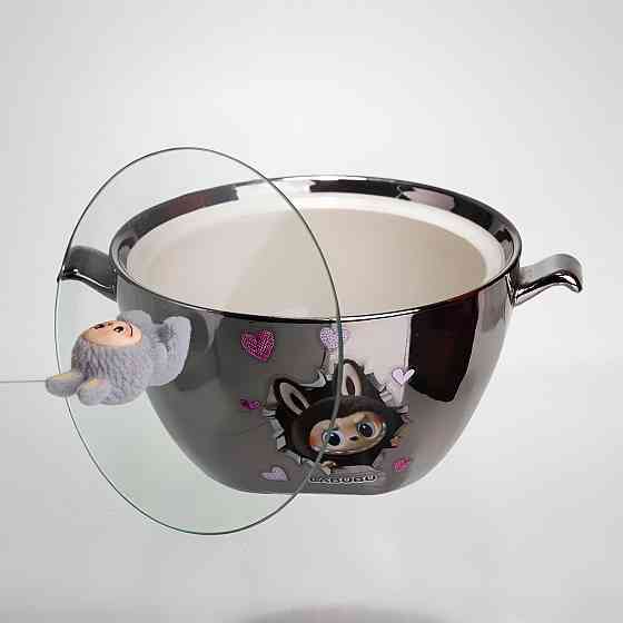 Yiwu Бульйонниця порцелянова Labubu з кришкою та ручками 800 (мл) Ø15 (см) дитяча тарілка для с Коломия