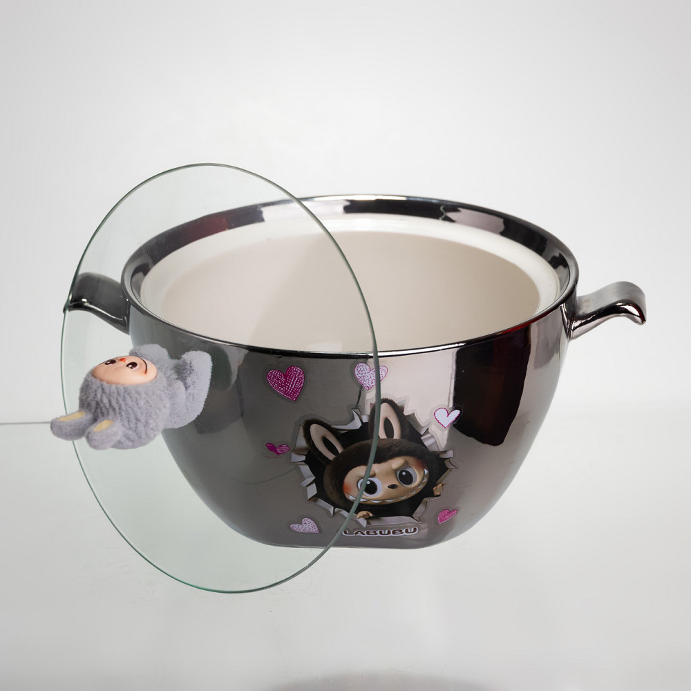 Yiwu Бульйонниця порцелянова Labubu з кришкою та ручками 800 (мл) Ø15 (см) дитяча тарілка для с Коломия - фото 3
