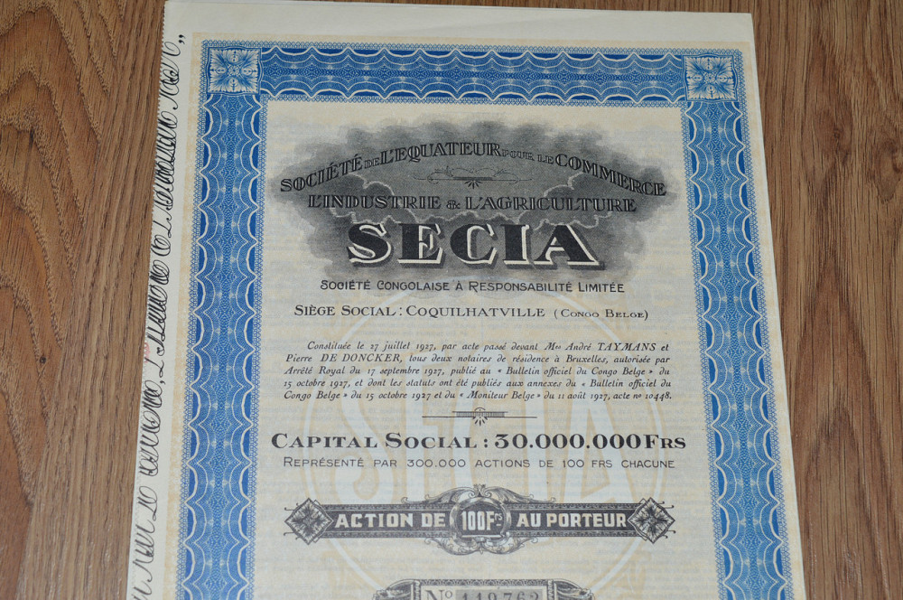 Белькийское Конго. Акція. 1927год (16) 32*22 Полтава - фото 1
