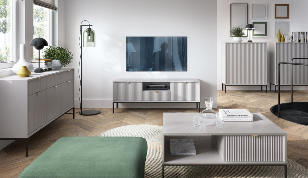 Комод Perfect Home Новая/Nova 3-дверный с 3 ящиками и черными ножками KSZ154 Серый (PFH-091242) Днепр - изображение 6