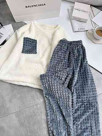 Женская теплая домашняя пижама махра+ махра фактурная Одесса