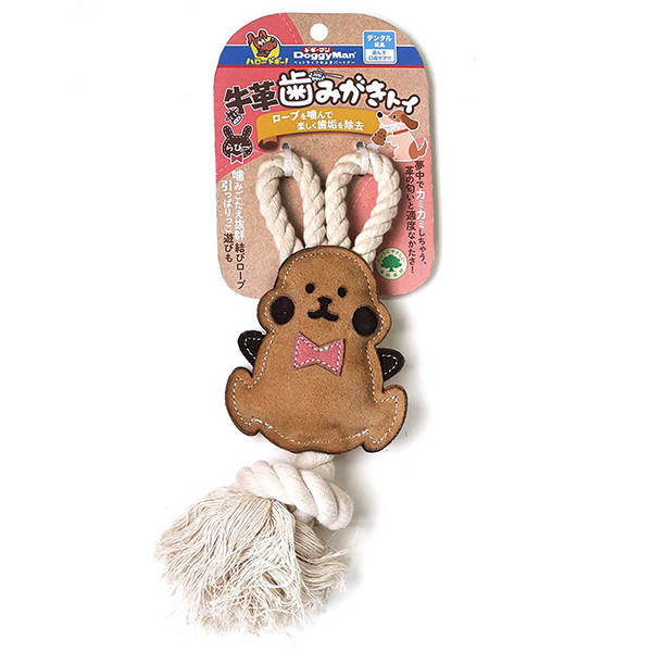DoggyMan Leather Rabbit with Rope ДОГГИМЕН КРОЛИК КОЖАНЫЙ С КАНАТОМ жевательная игрушка для собак Киев - изображение 1