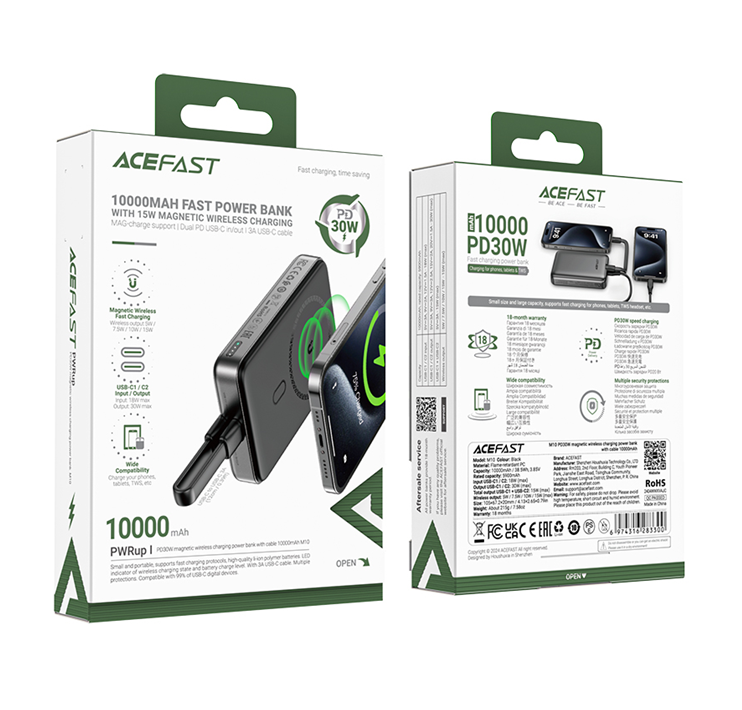 Павербанк 10000 mAh ACEFAST M10 PD 30W быстрая зарядка магнитная беспроводная кабель в комплекте power bank повербанк Одесса - изображение 2