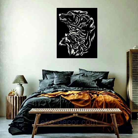 Декоративное настенное Панно «Волки» Декор на стену 70*56 см, Черный Киев