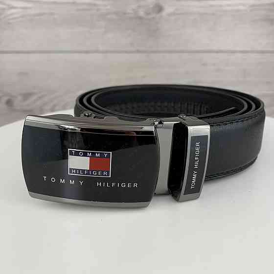 Мужской ремень Tommy Hilfiger Томи Хилфигер, пояс из эко кожи в подарочной коробке, черныйMasterSem Киев