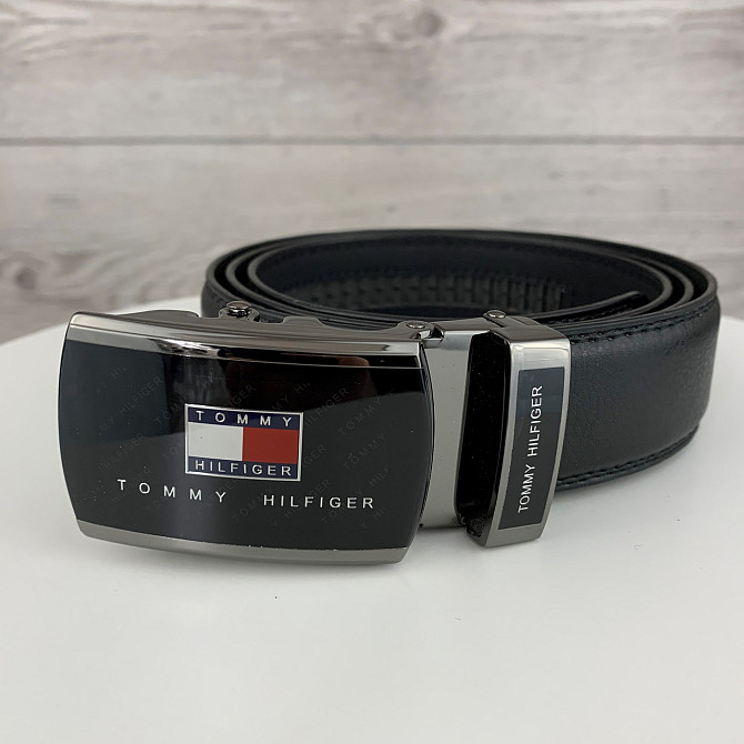 Мужской ремень Tommy Hilfiger Томи Хилфигер, пояс из эко кожи в подарочной коробке, черныйMasterSem Киев - изображение 2