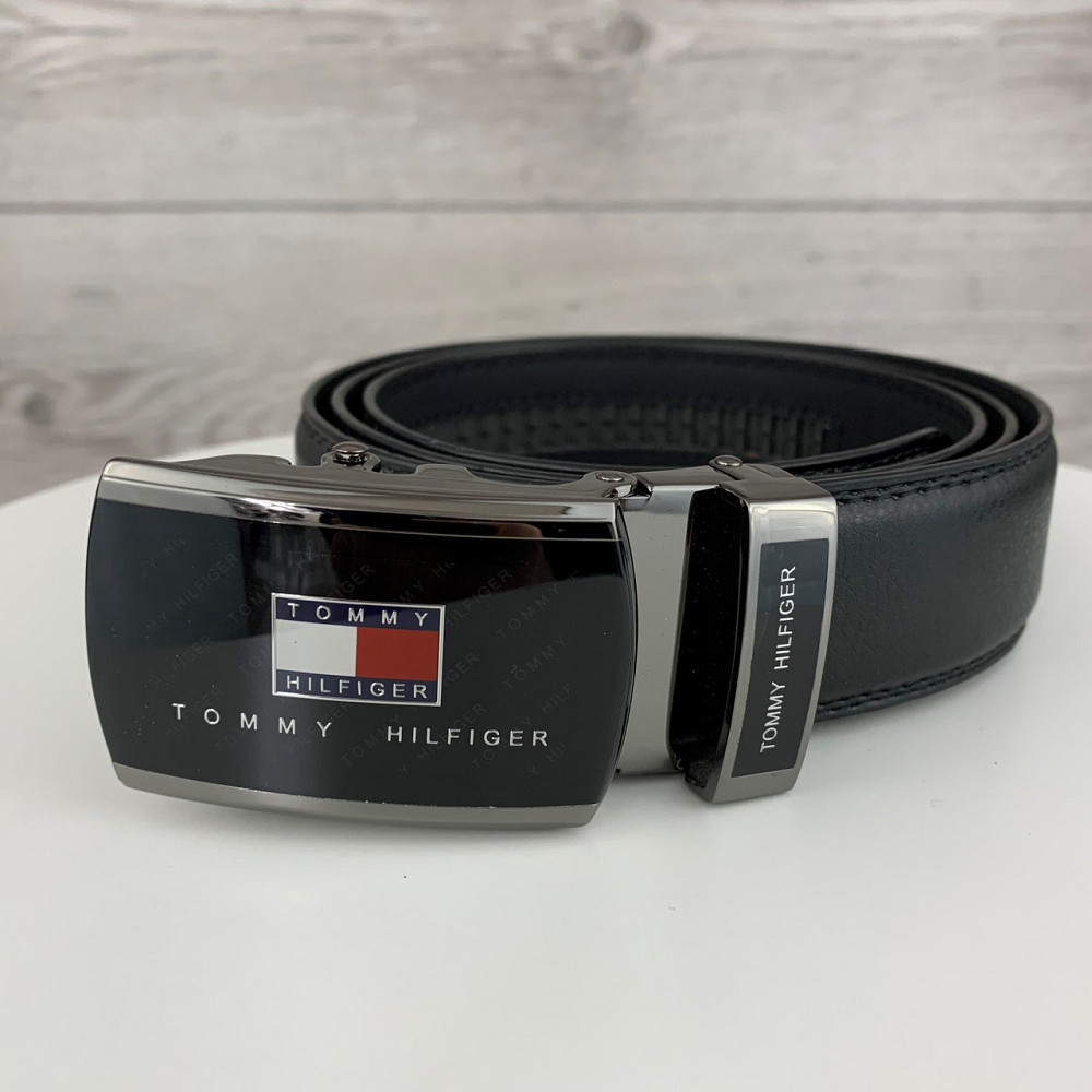 Чоловічий ремінь Tommy Hilfiger Томі Хілфігер, пояс з еко шкіри в подарунковій коробці, чорнийMasterSem Київ - фото 2